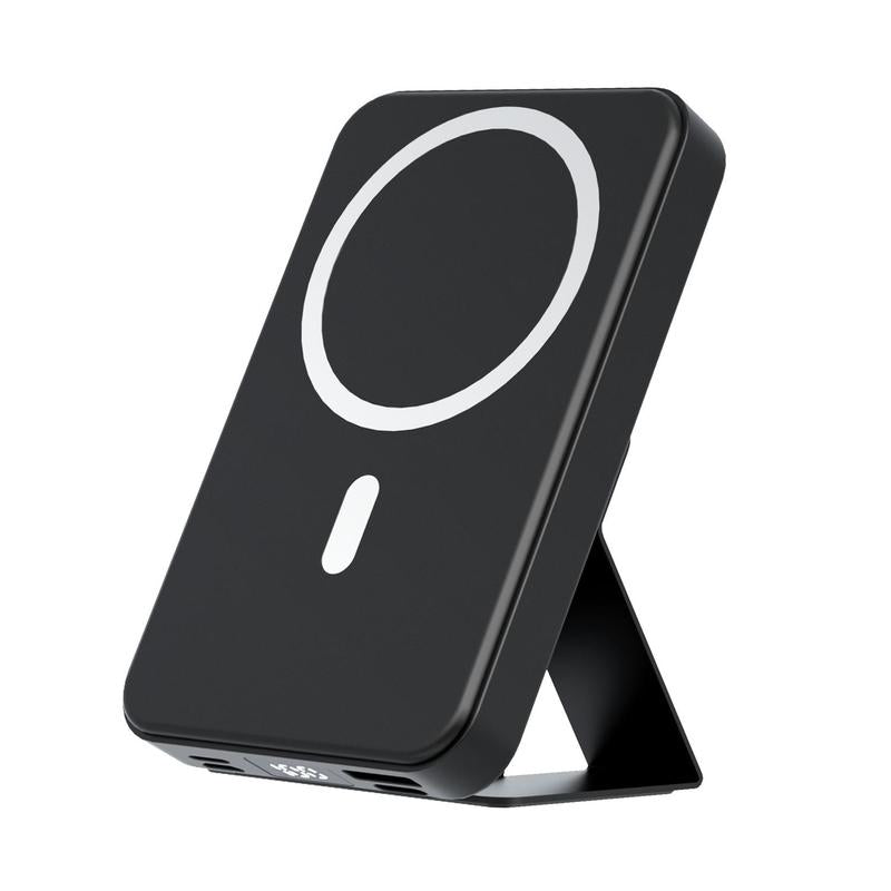 Magnetic Wireless Fast Charging Power Bank, 10000mAh Portable Charger with LED Display, Magnetic Power Bank for iPhone 15/14/13/12/Pro/Mini/Pro Max, Power Bank with Phone Holder, Stocking Fillers Gift